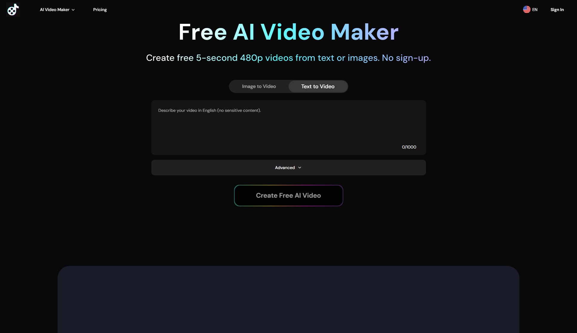 Free AI Video Maker Free AI Video Maker Interface & Screenshots