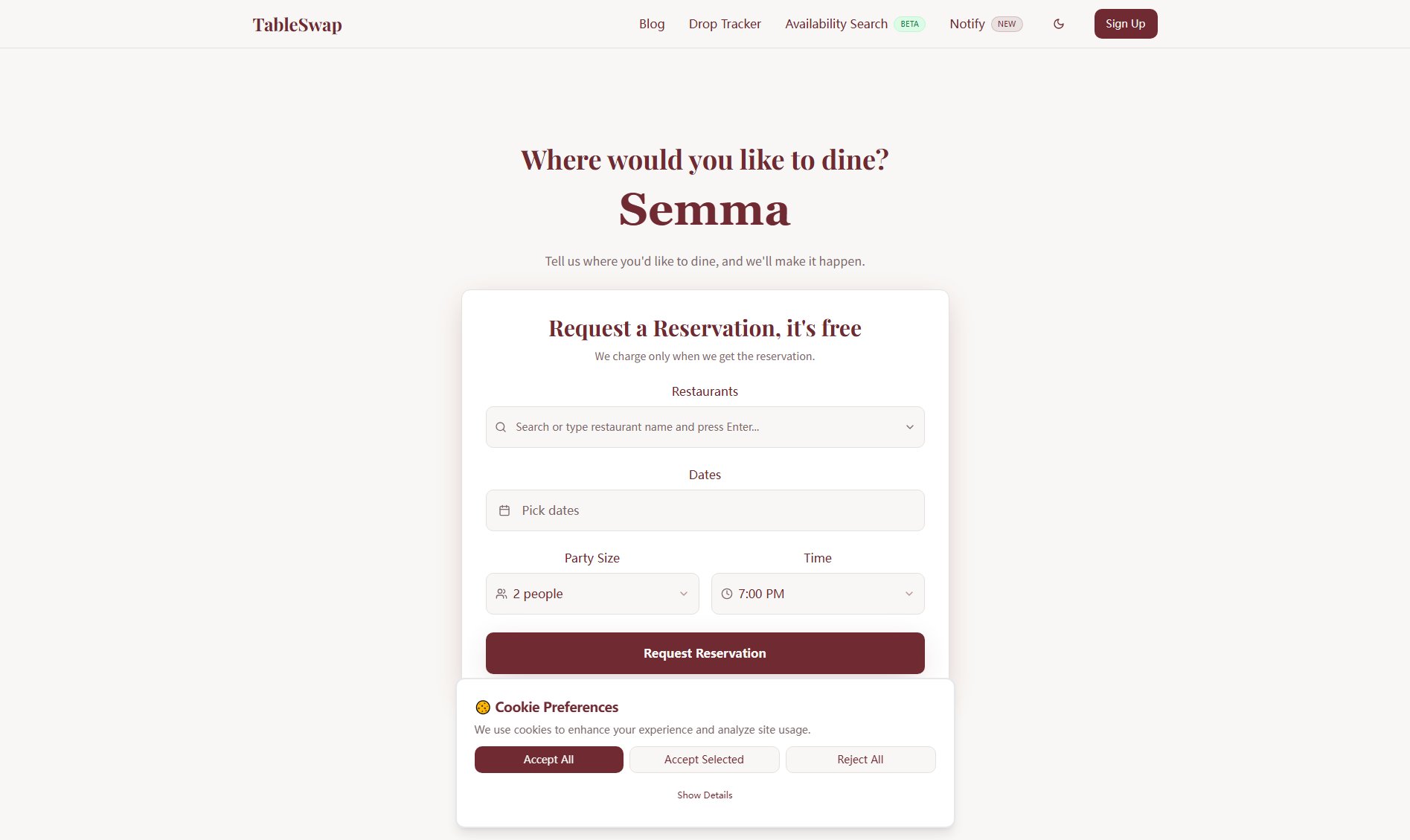 TableSwap TableSwap Interface & Screenshots TableSwap TableSwap Interface & Screenshots