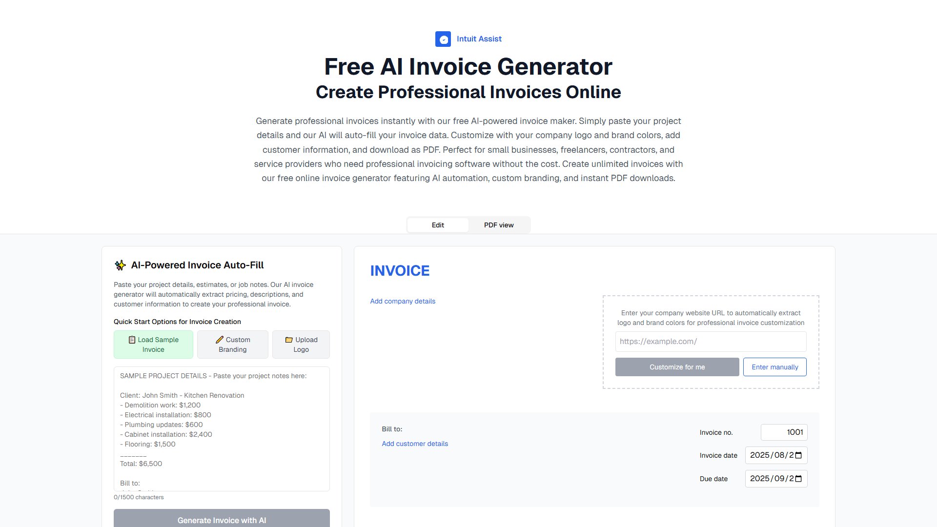Free AI Invoice Generator Screenshot Free AI Invoice Generator Screenshot