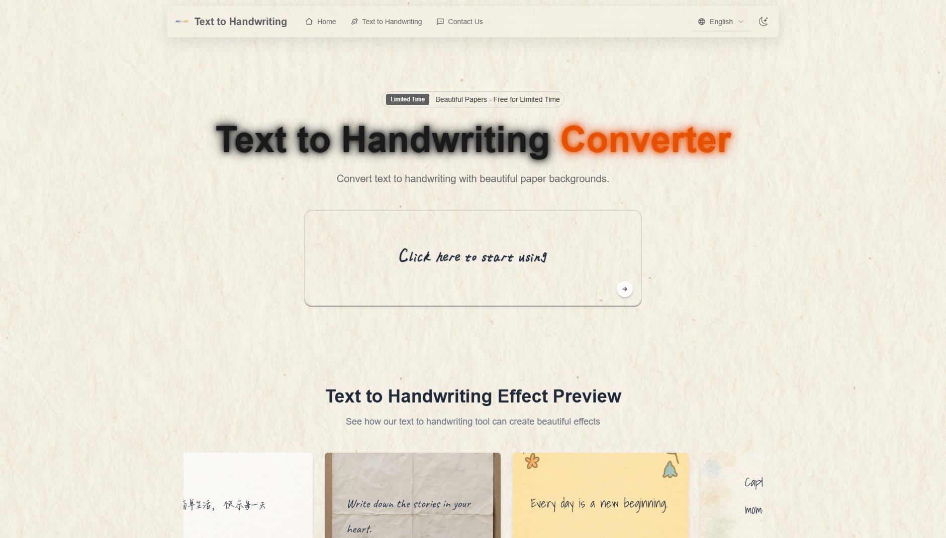 Text to Handwriting Text to Handwriting Interface & Screenshots