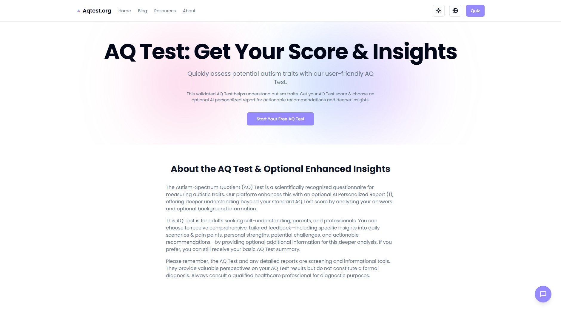 Autism Spectrum Quotient (AQ) Test Autism Spectrum Quotient (AQ) Test Interface & Screenshots
