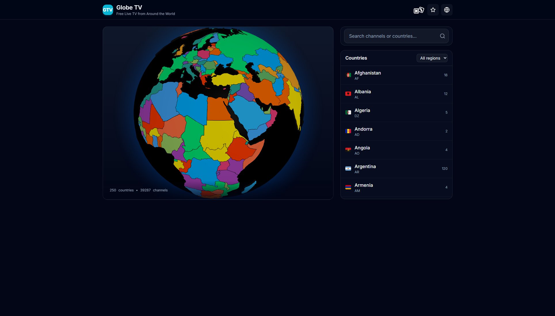 Globe TV Screenshot