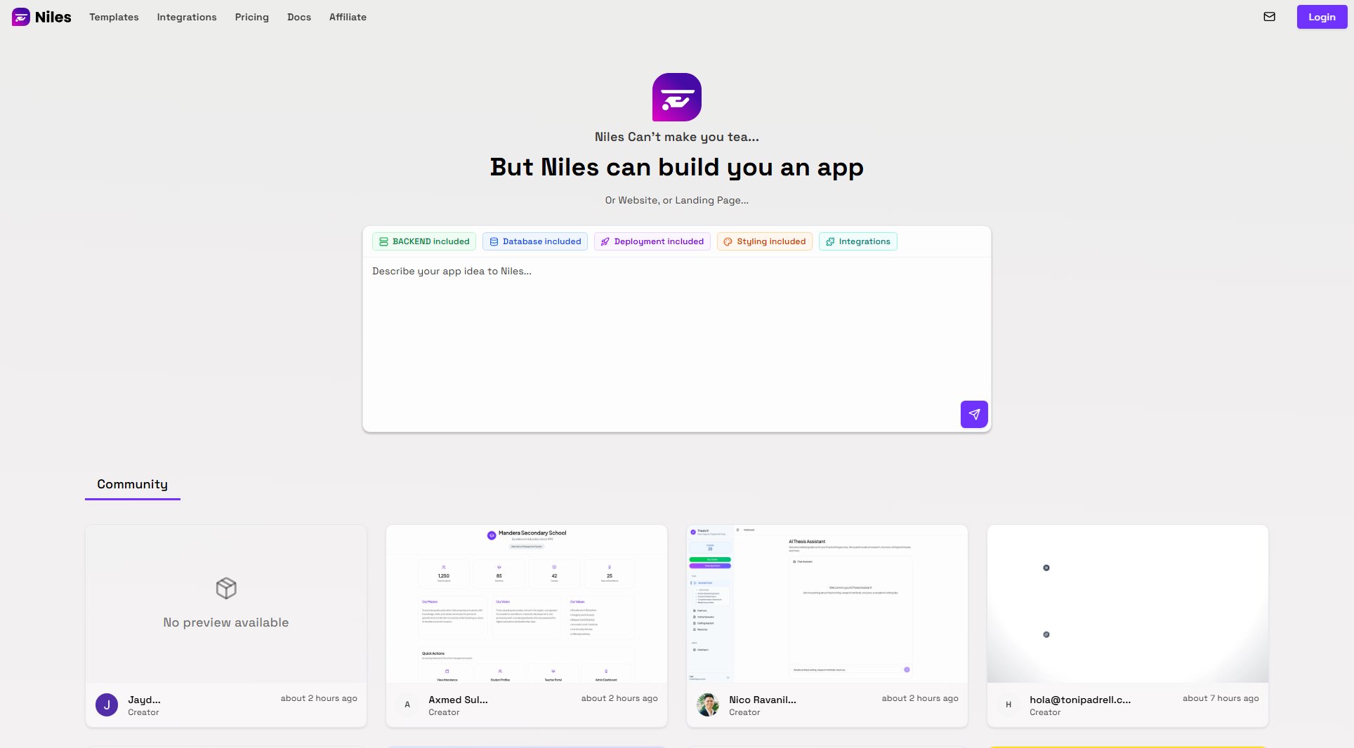 Niles Niles Interface & Screenshots