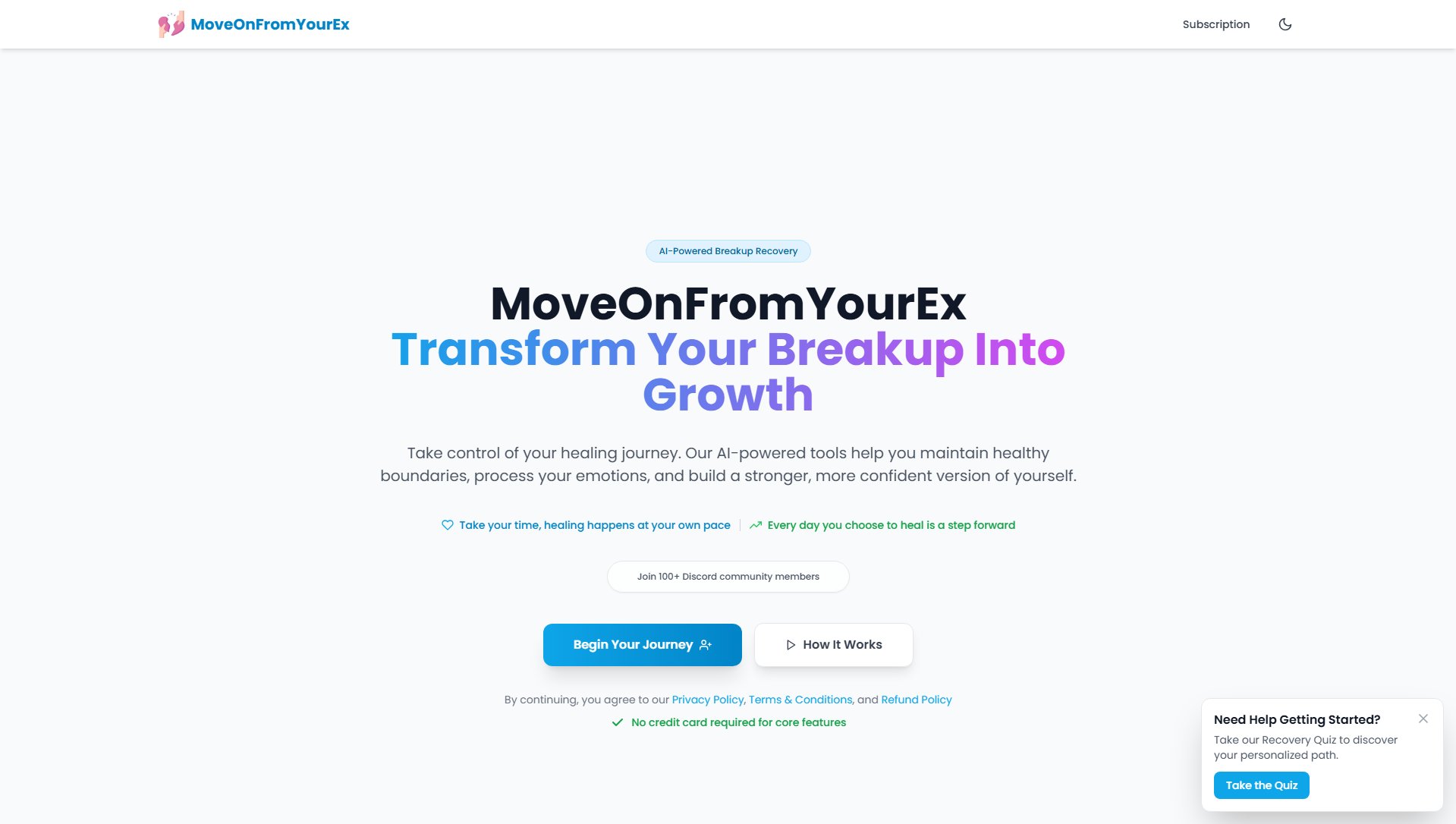 MoveOnFromYourEx MoveOnFromYourEx Interface & Screenshots