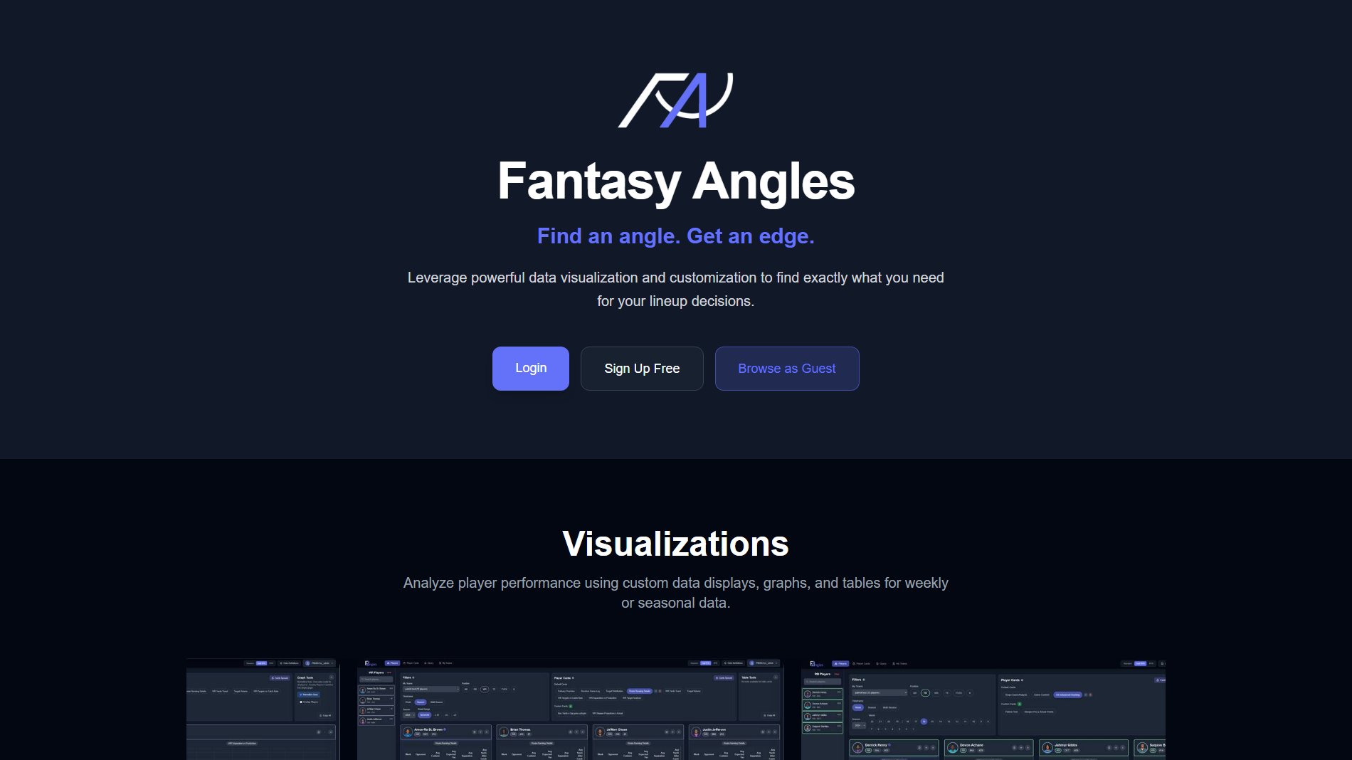 Fantasy Angles Fantasy Angles Interface & Screenshots