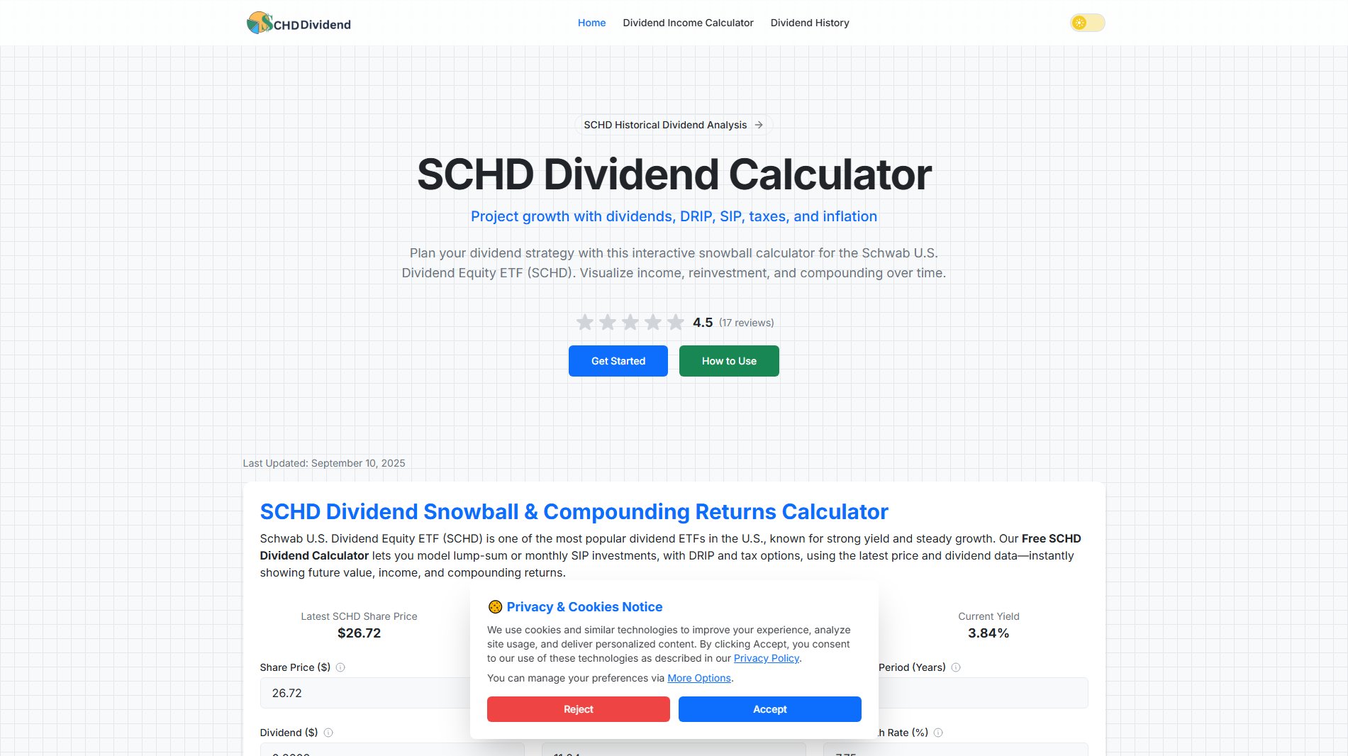 SCHD Dividend Calculator SCHD Dividend Calculator Interface & Screenshots