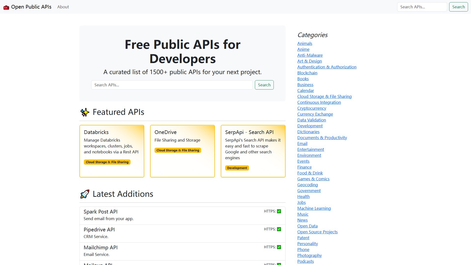 Free Public APIs for Developers Screenshot Free Public APIs for Developers Screenshot