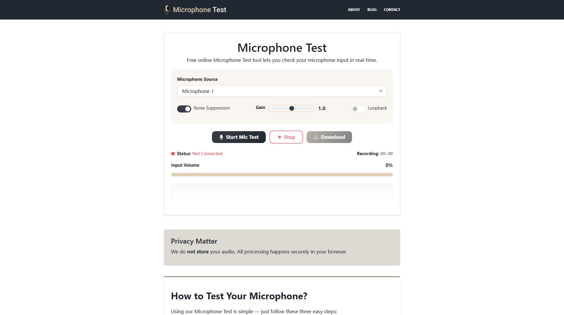 Microphone Test Microphone Test Interface & Screenshots