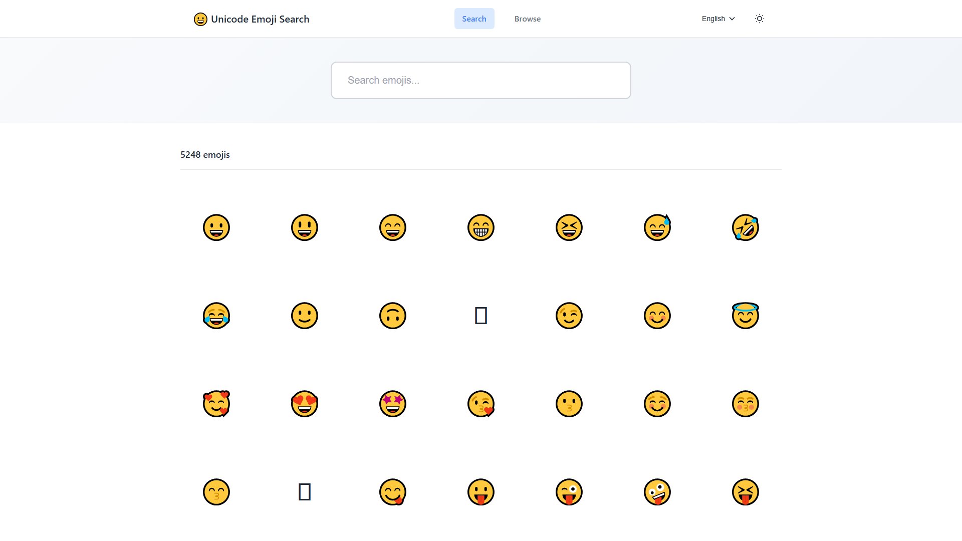 Unicode Emoji Search Screenshot Unicode Emoji Search Screenshot