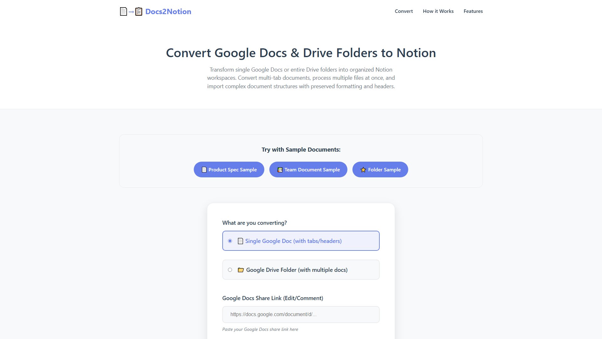 Docs2Notion Screenshot