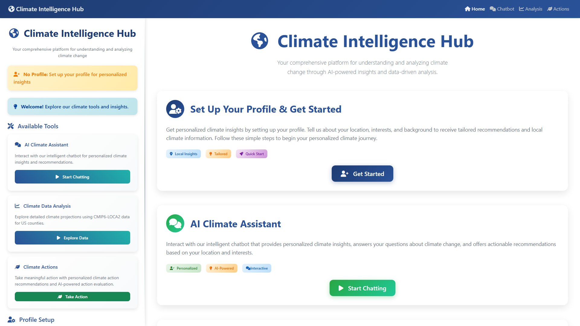 Climate Intelligence Hub Screenshot Climate Intelligence Hub Screenshot