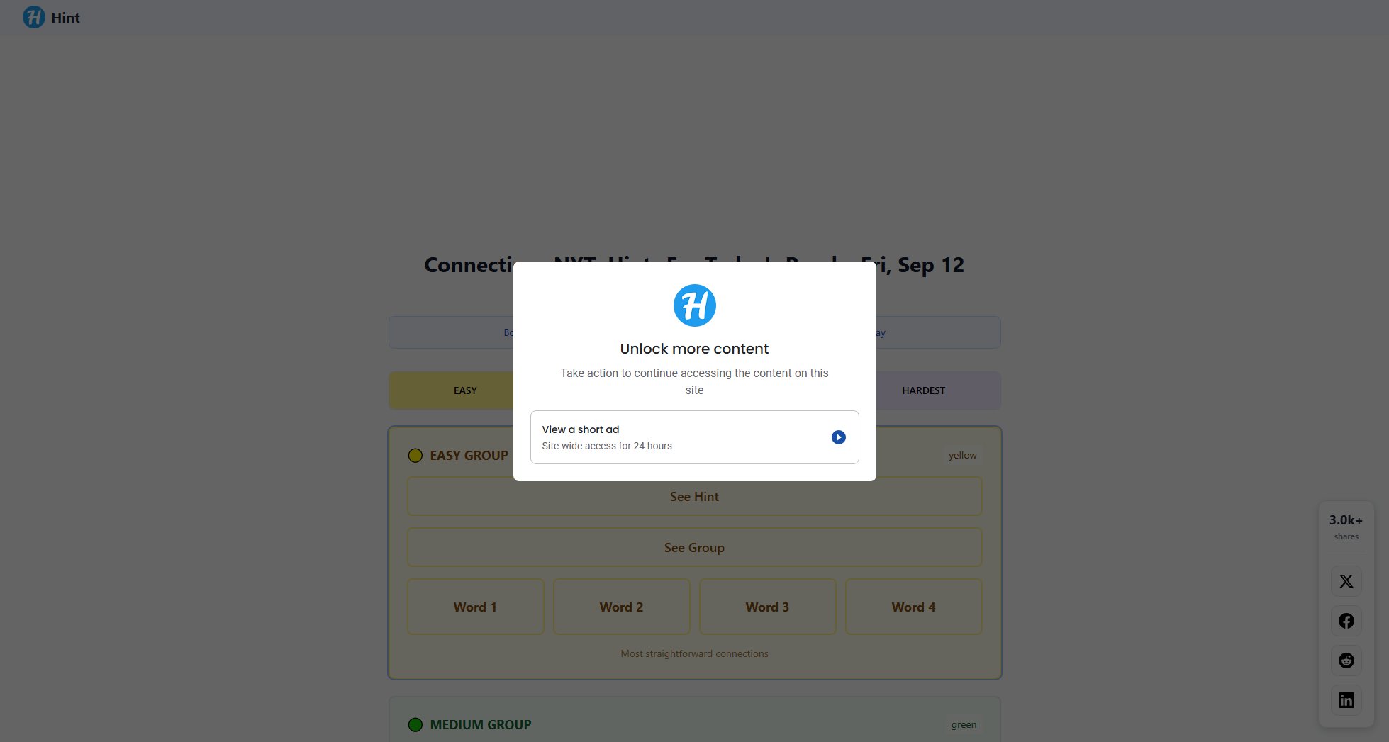 Connections Hint Today Screenshot