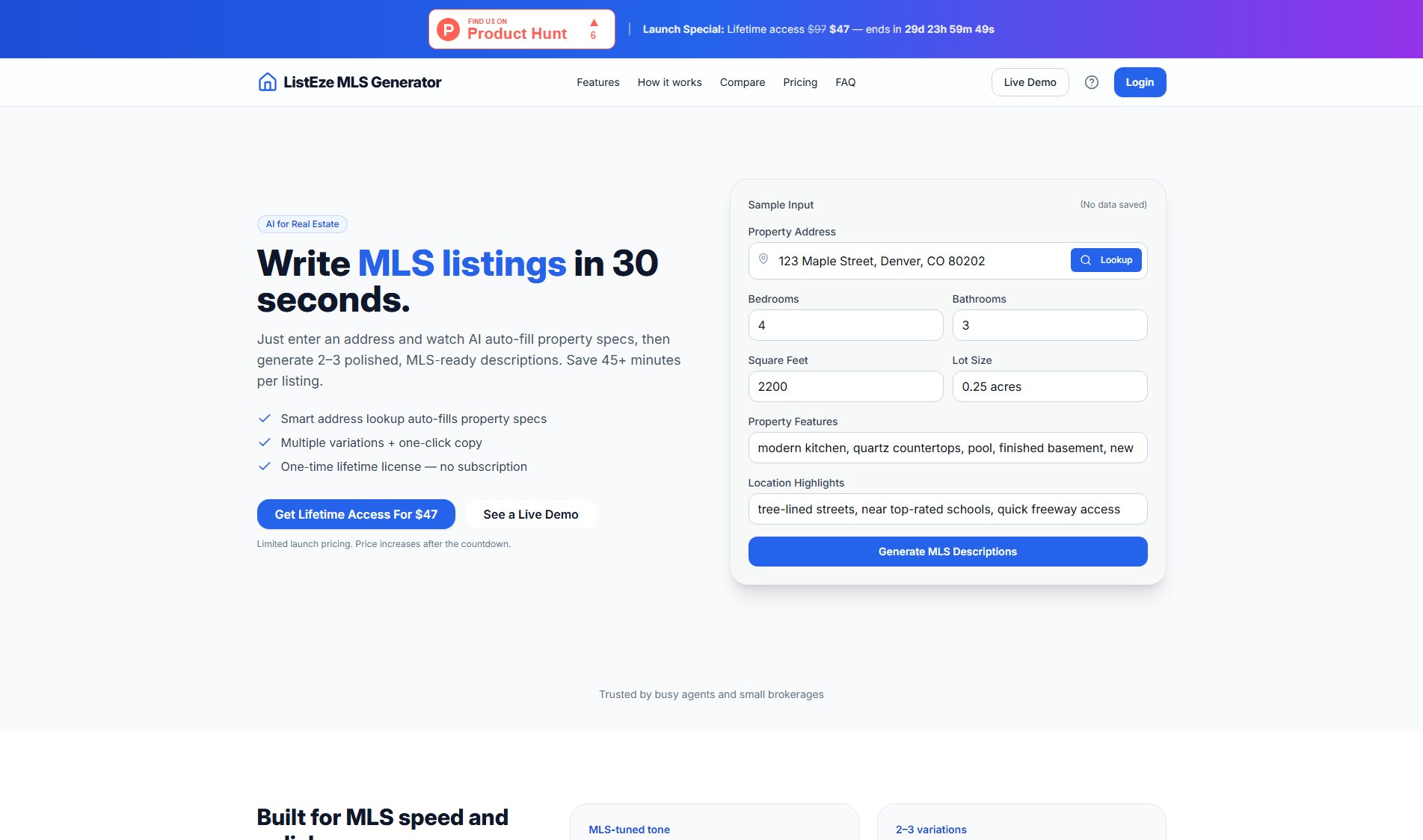 ListEze MLS Generator Screenshot