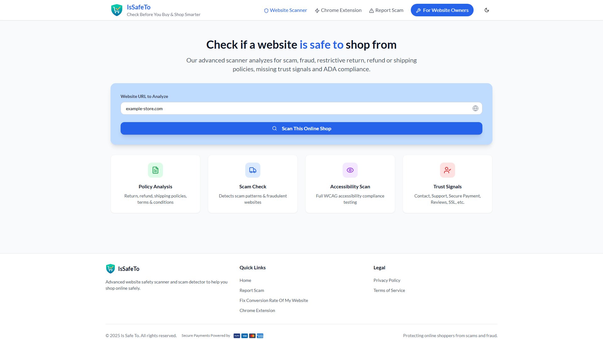 Is Safe to Shop Screenshot Is Safe to Shop Screenshot