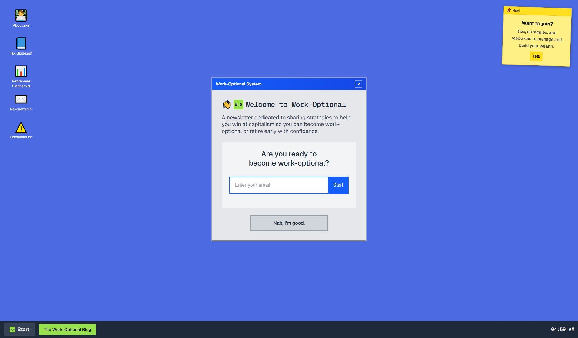 Work-Optional Blog Screenshot