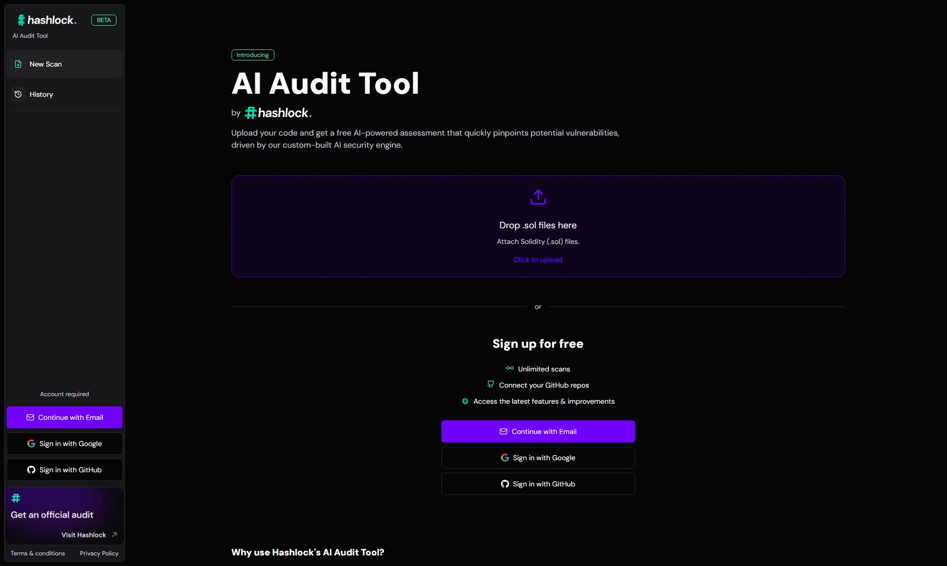 Hashlock - AI Audit Tool Screenshot