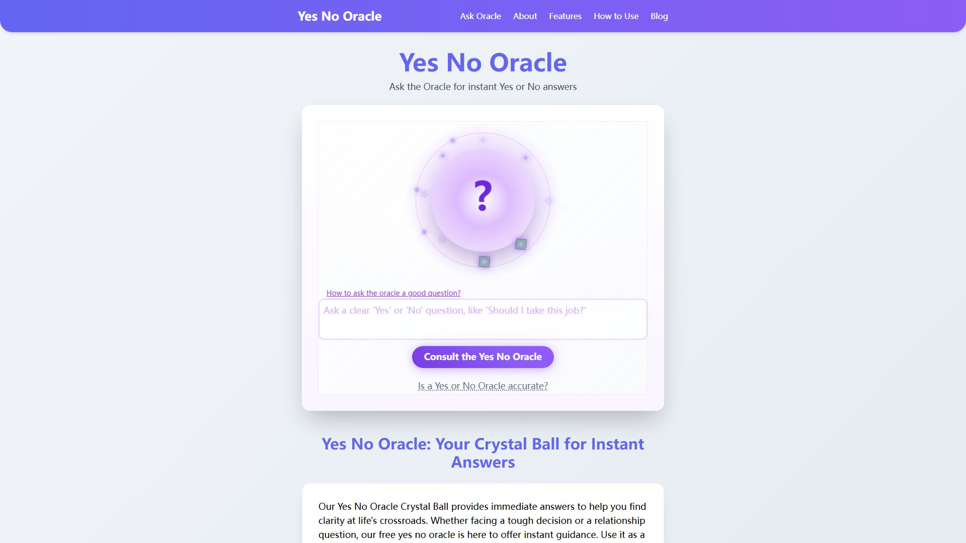 Yes No Oracle Crystal Ball Screenshot