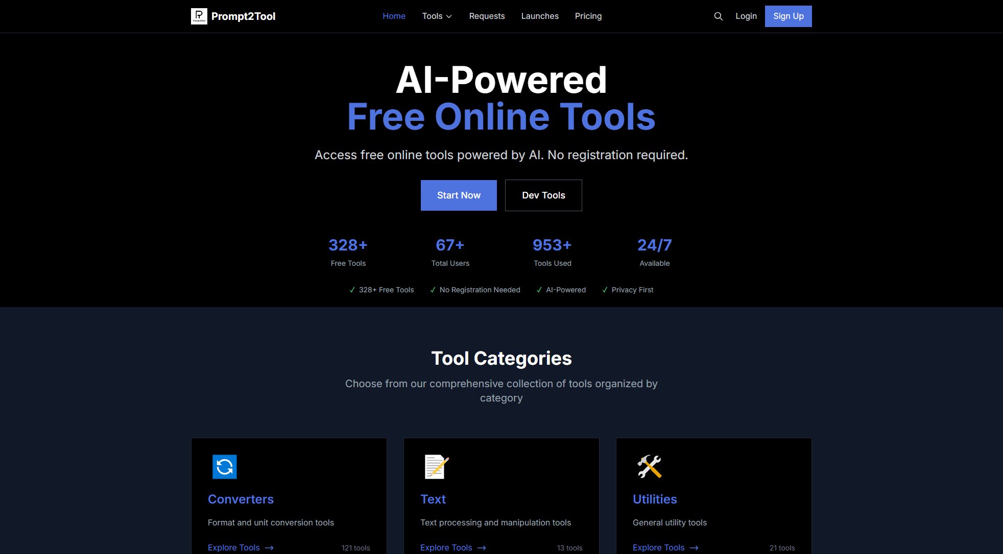 Prompt2Tool Screenshot Prompt2Tool Screenshot