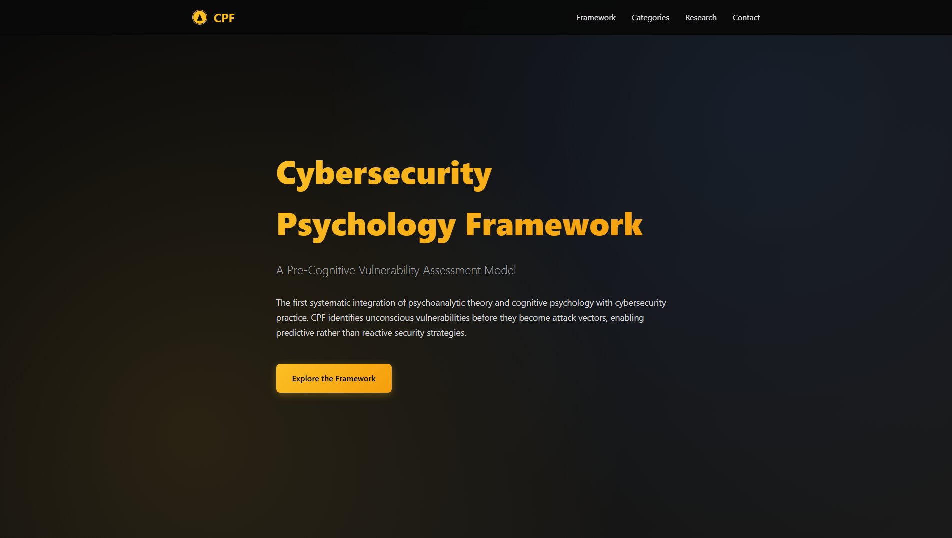 CPF - Cybersecurity Psychology Framework Screenshot CPF - Cybersecurity Psychology Framework Screenshot