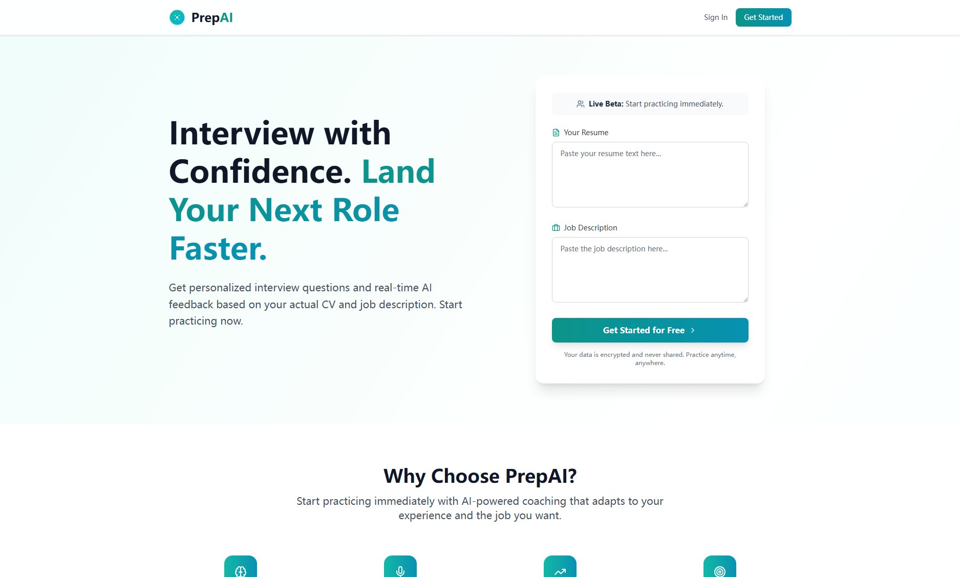 PrepAI PrepAI Interface & Screenshots
