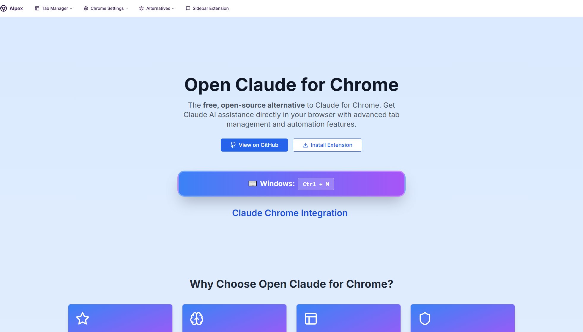 Open Claude for Chrome Screenshot Open Claude for Chrome Screenshot