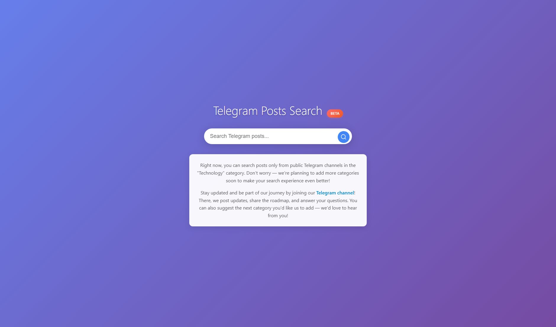 Telegram Posts Search Screenshot