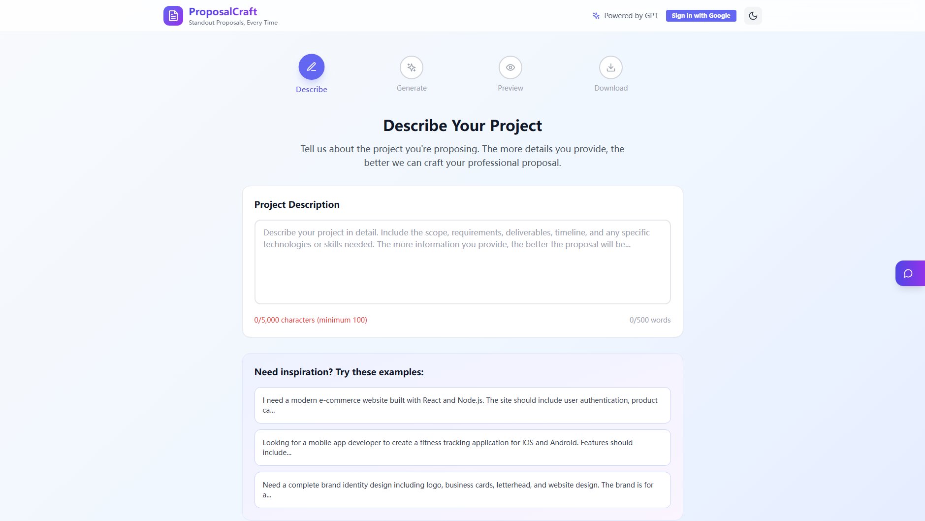ProposalCraft ProposalCraft Interface & Screenshots