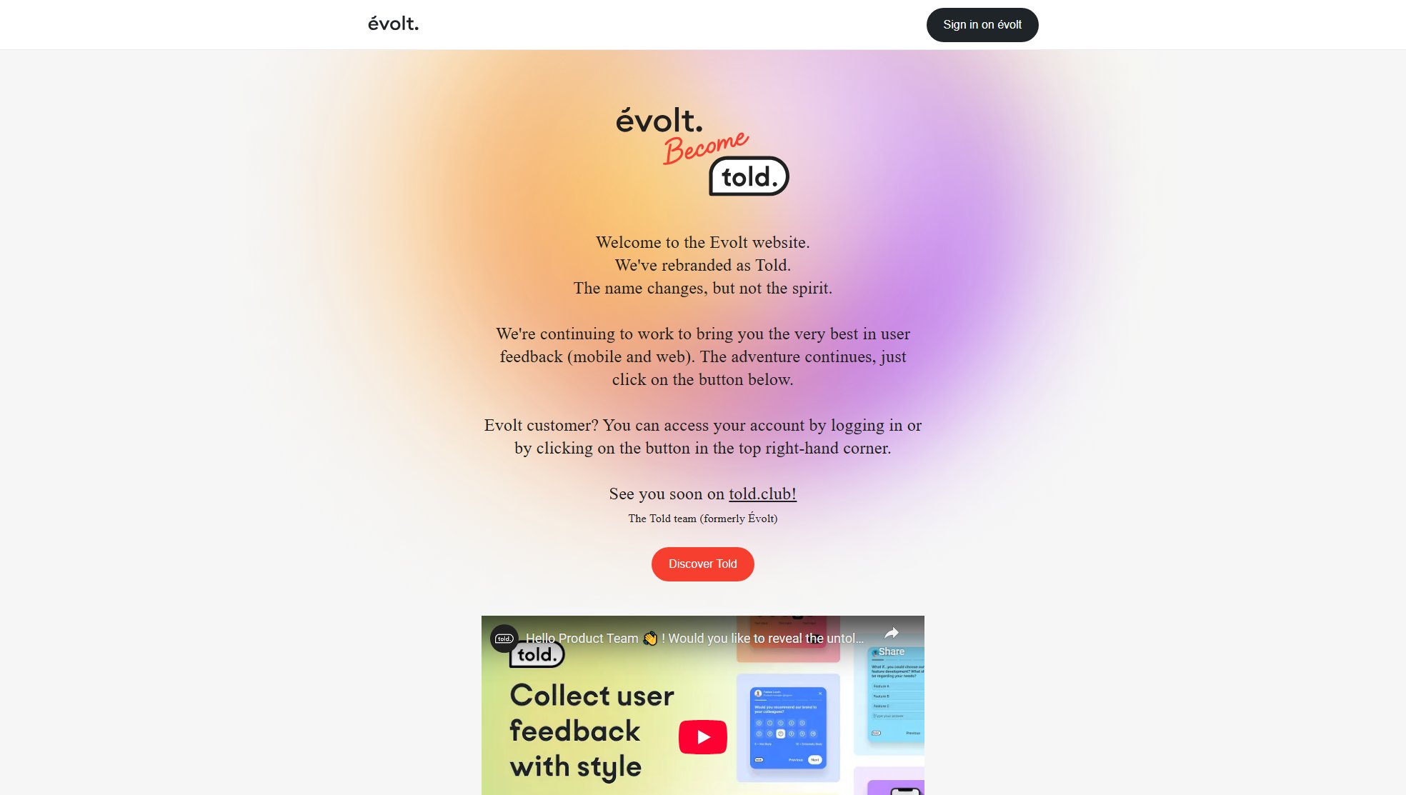 Told (formerly Evolt) Told (formerly Evolt) Interface & Screenshots