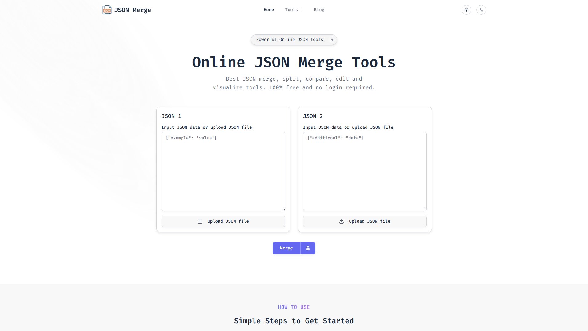 JSON Merge JSON Merge Interface & Screenshots