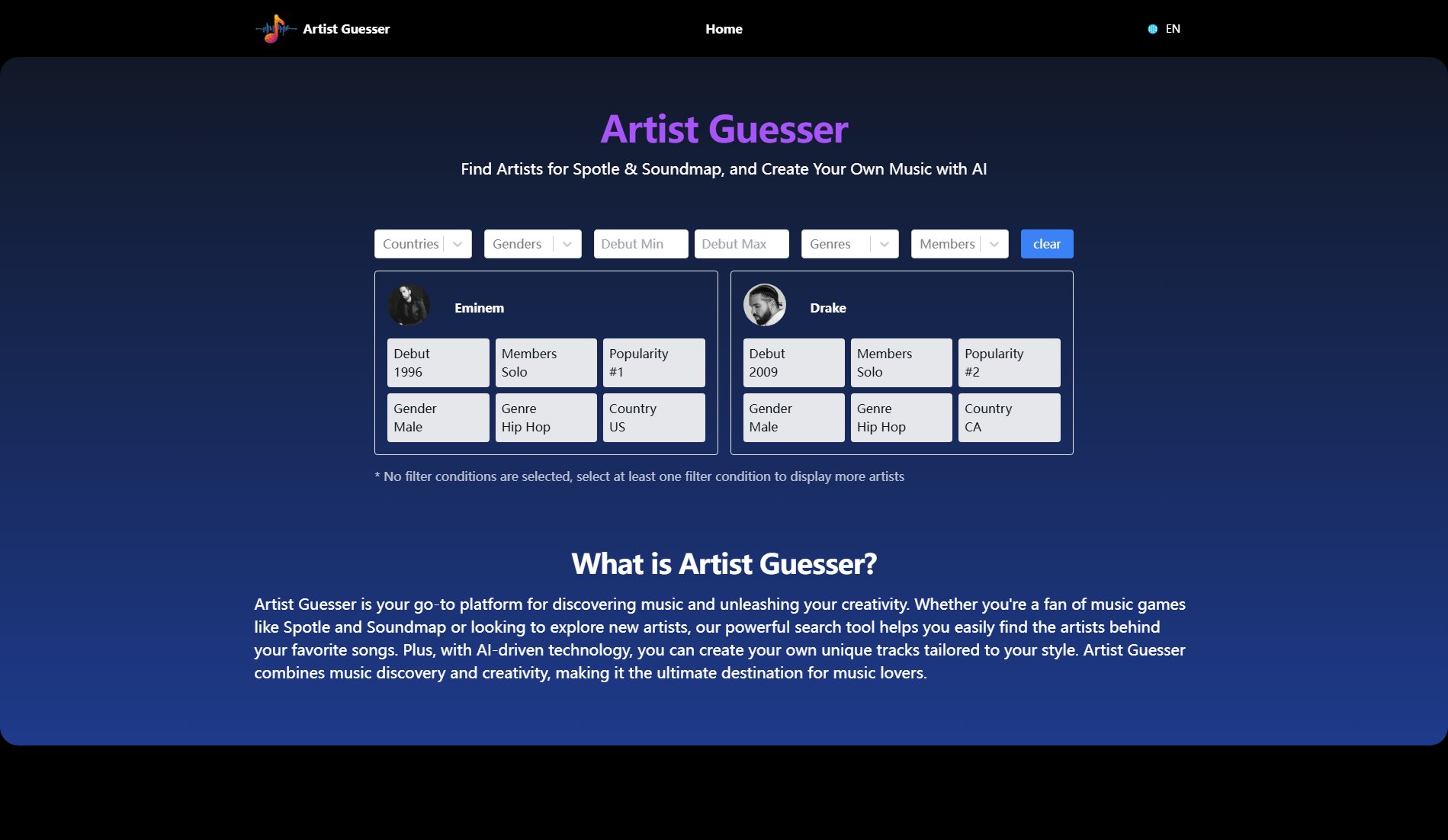 Artist Guesser Artist Guesser Interface & Screenshots Artist Guesser Artist Guesser Interface & Screenshots