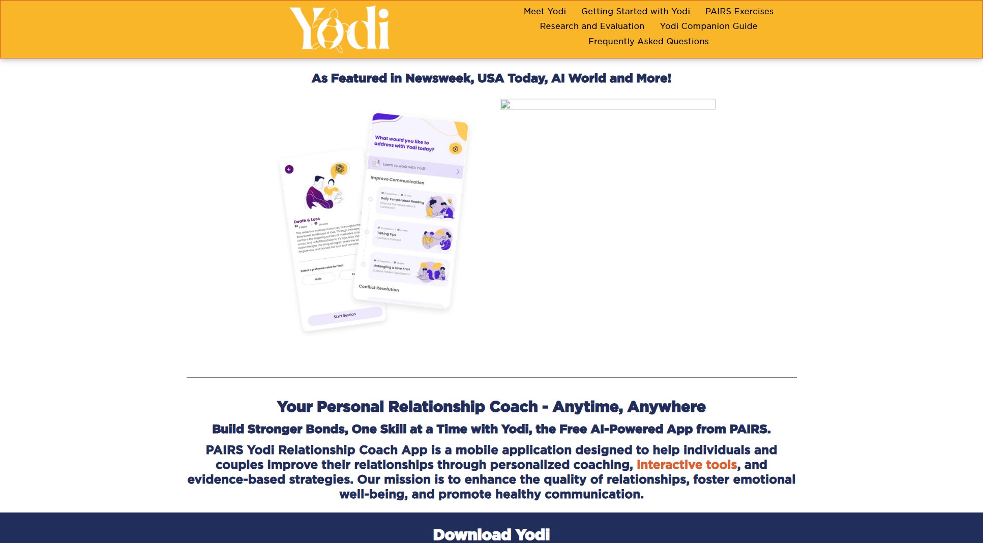 PAIRS Yodi Relationship Coach App PAIRS Yodi Relationship Coach App Interface & Screenshots