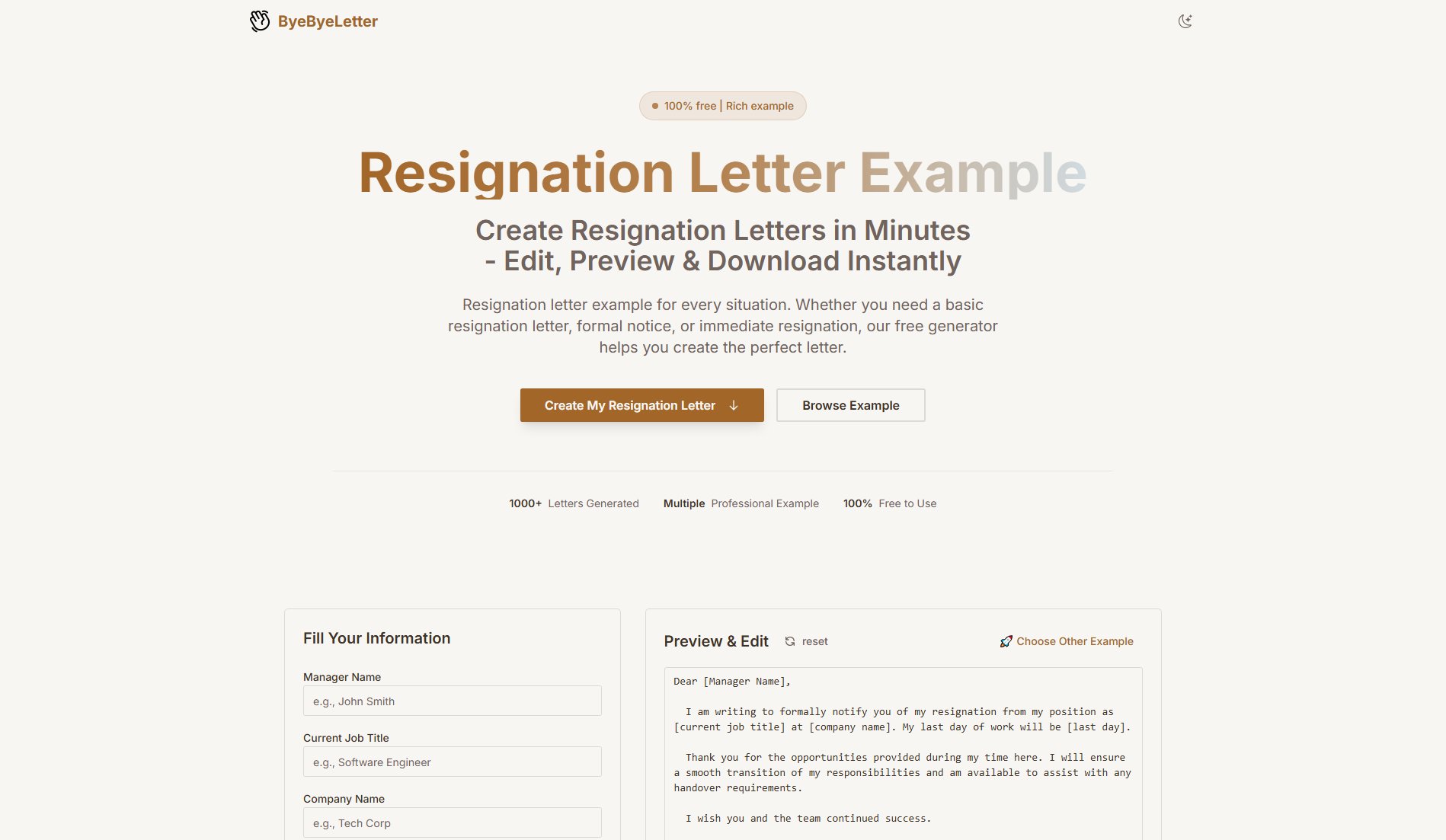 Resignation Letter Example Screenshot Resignation Letter Example Screenshot