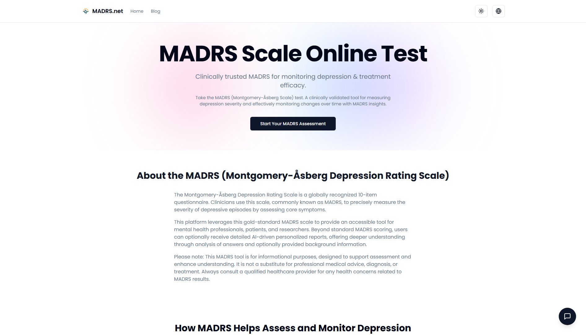 Montgomery-Åsberg (MADRS) Scale Online Screenshot Montgomery-Åsberg (MADRS) Scale Online Screenshot