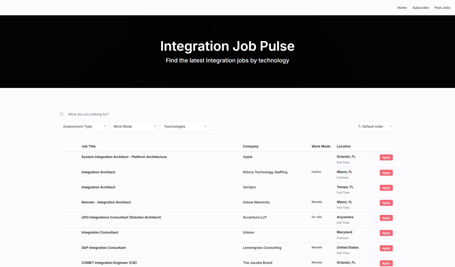 Integration Job Pulse Screenshot