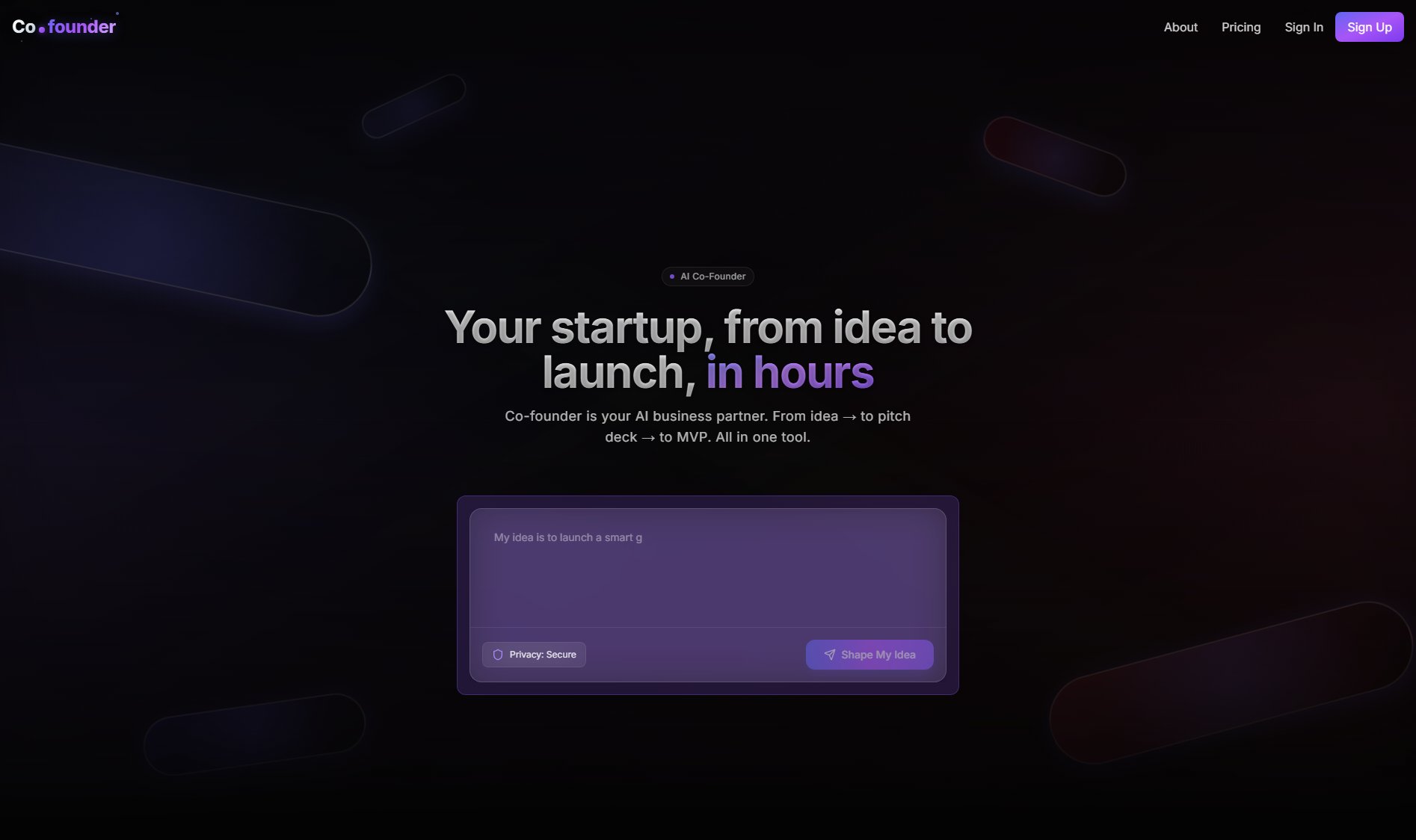 Cofounder Cofounder Interface & Screenshots Cofounder Cofounder Interface & Screenshots