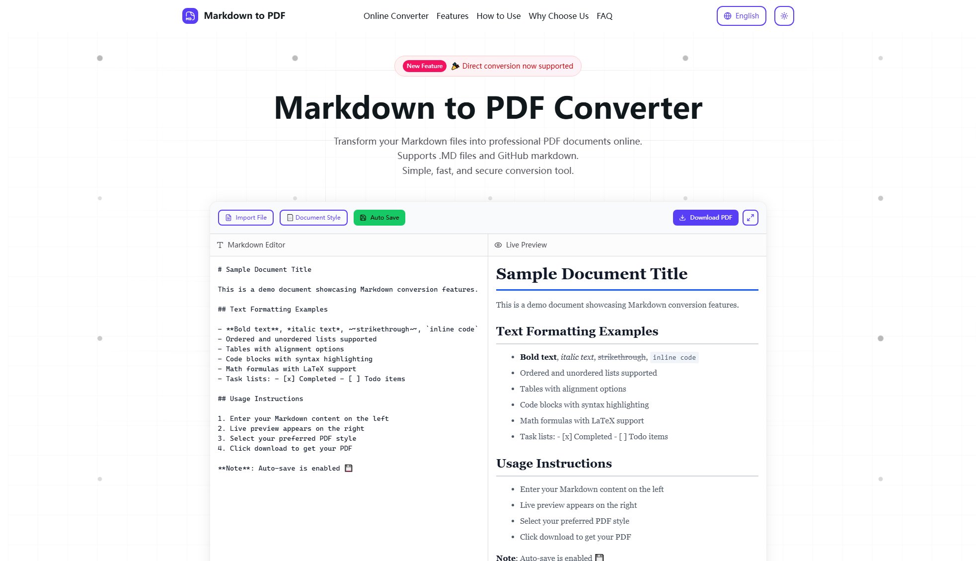 Markdown to PDF Converter Screenshot Markdown to PDF Converter Screenshot