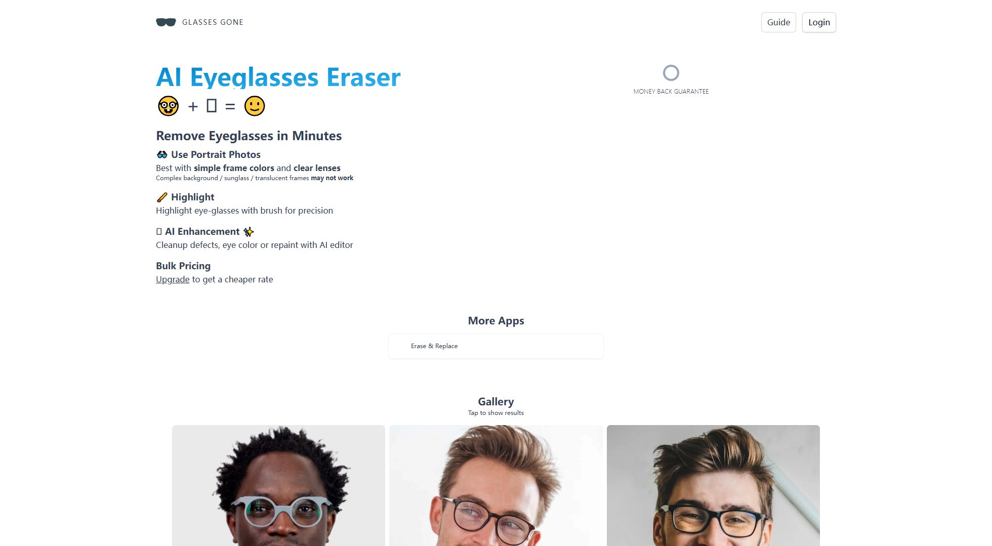 Glasses Gone Glasses Gone Interface & Screenshots Glasses Gone Glasses Gone Interface & Screenshots