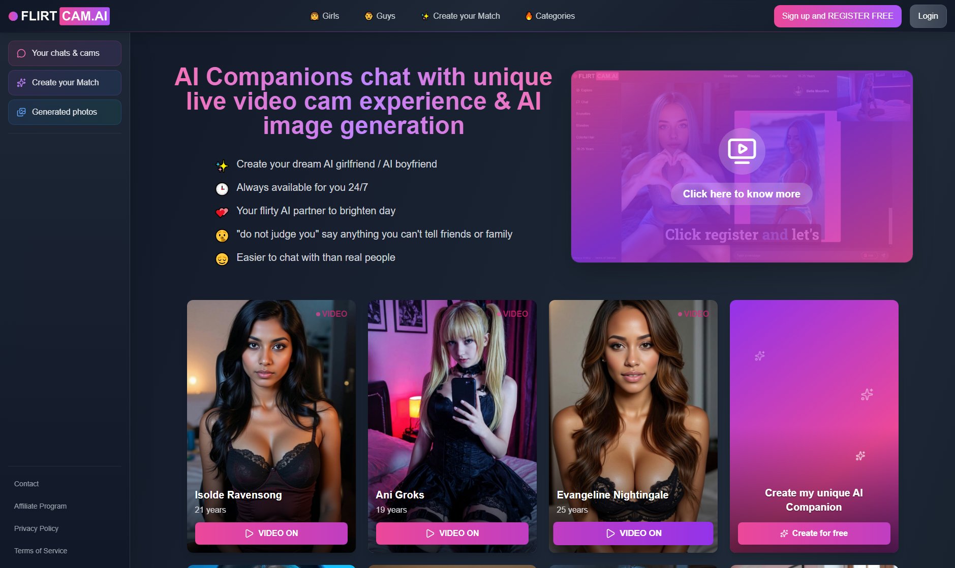 flirtCAM.AI flirtCAM.AI Interface & Screenshots
