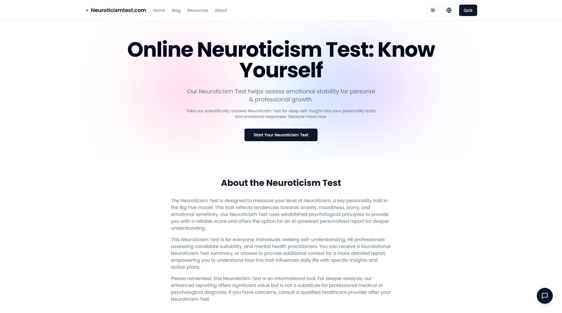Neuroticism Test Neuroticism Test Interface & Screenshots Neuroticism Test Neuroticism Test Interface & Screenshots
