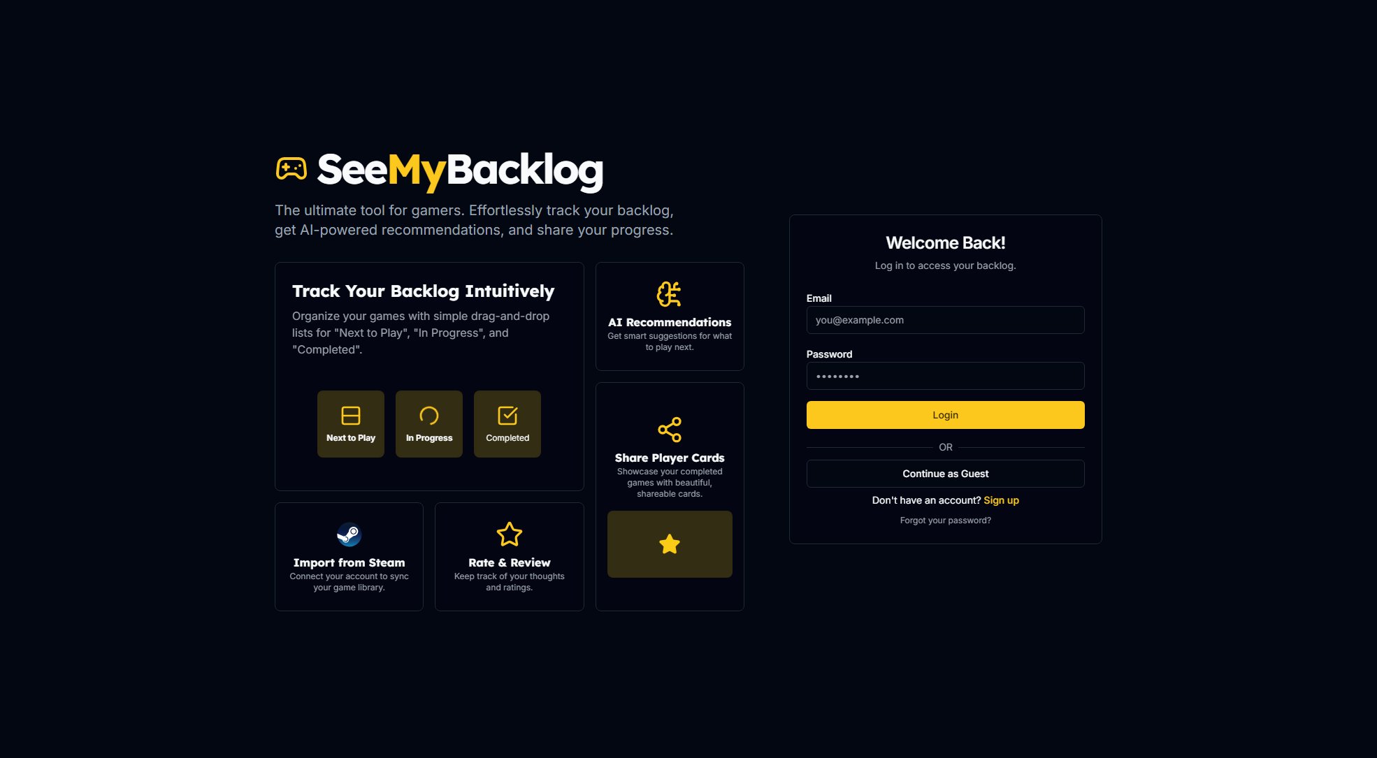SeeMyBacklog Screenshot