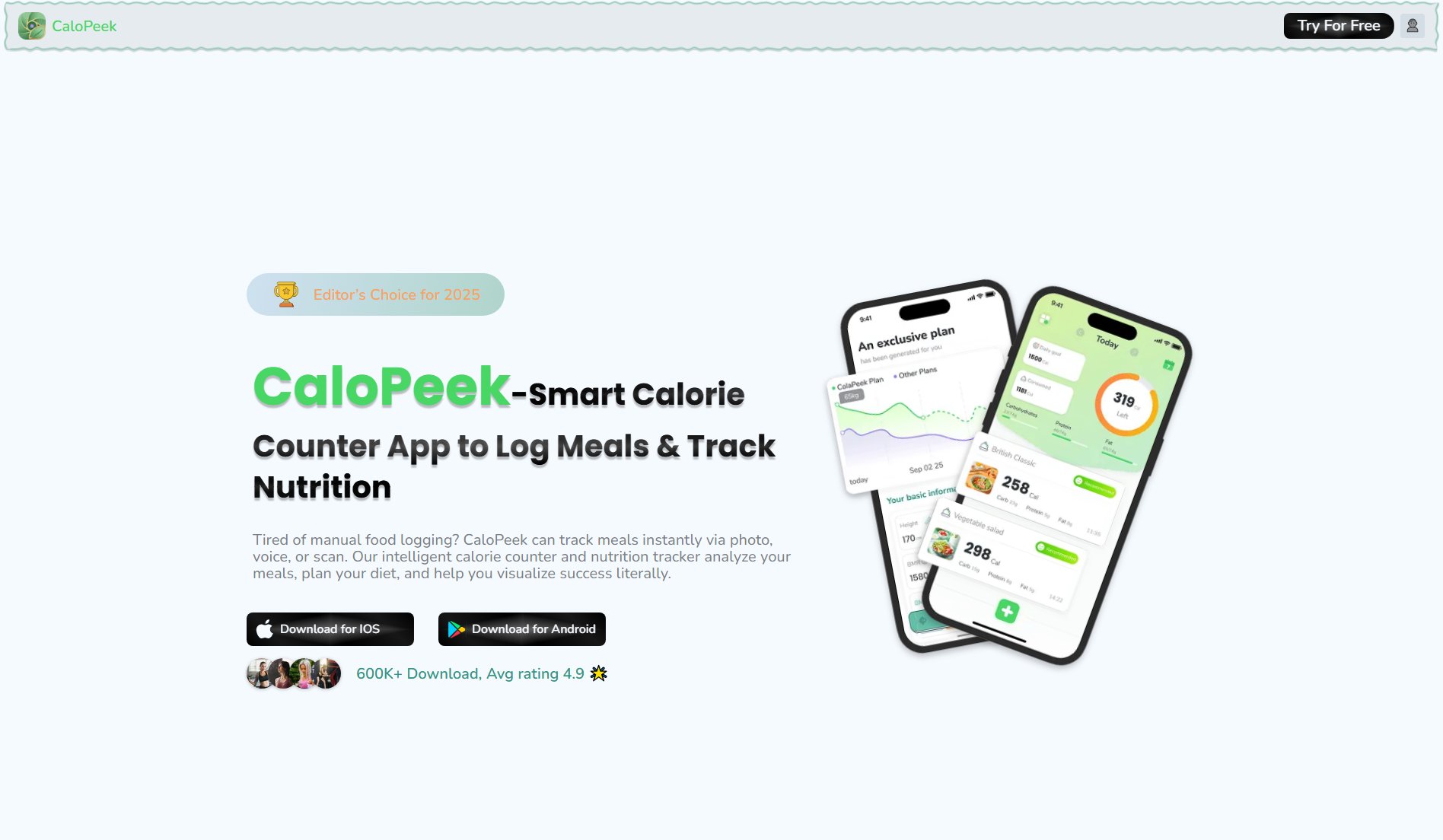 CaloPeek CaloPeek Interface & Screenshots