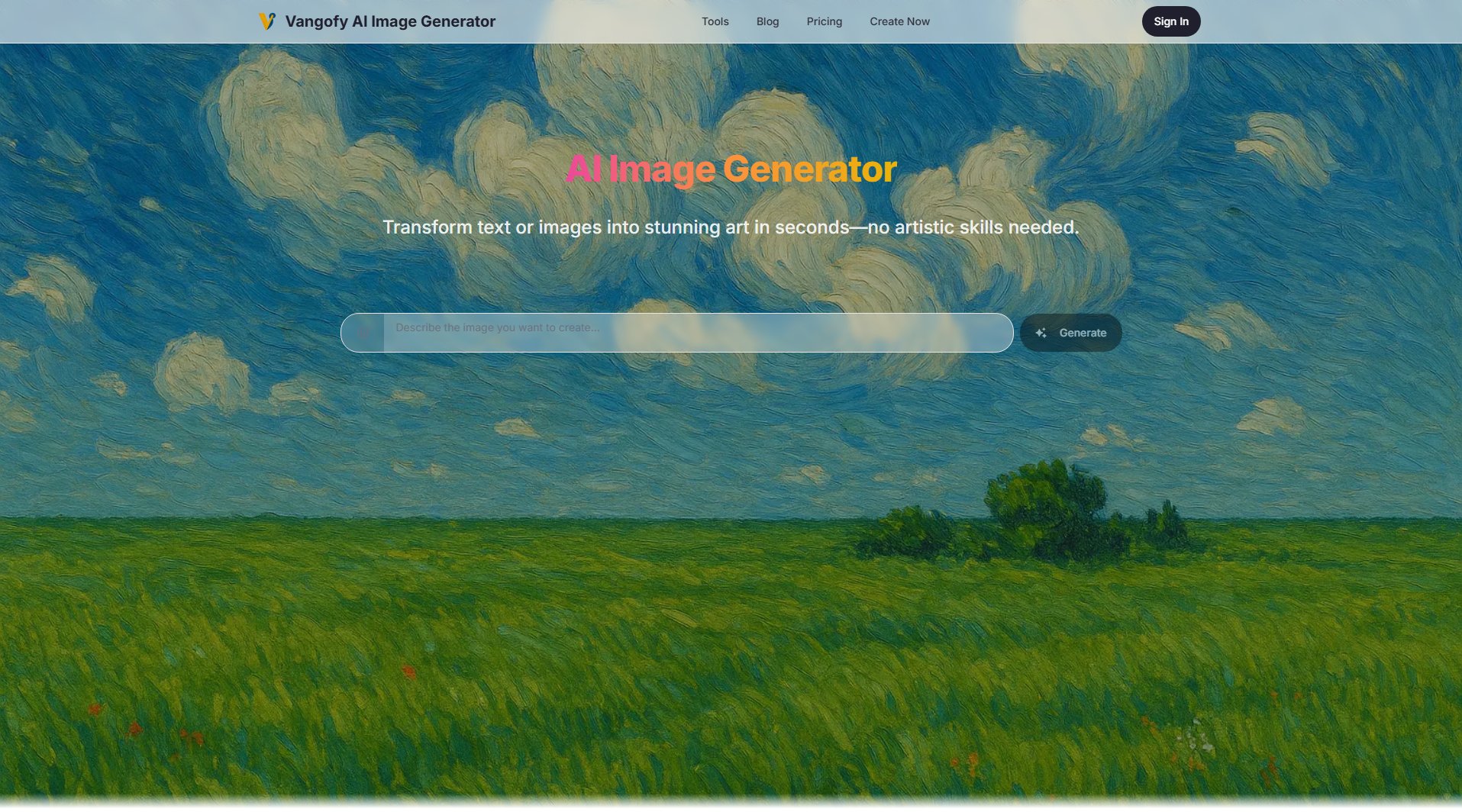 Vangofy AI Image Generator Vangofy AI Image Generator Interface & Screenshots