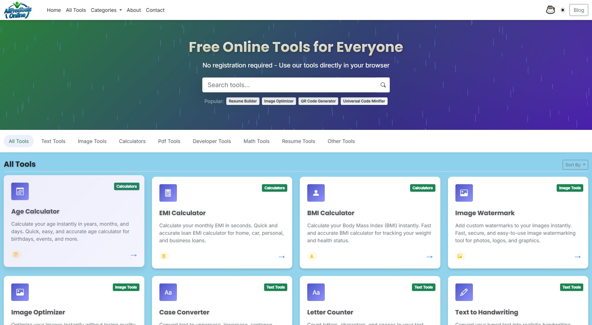 All Free Tools Online All Free Tools Online Interface & Screenshots