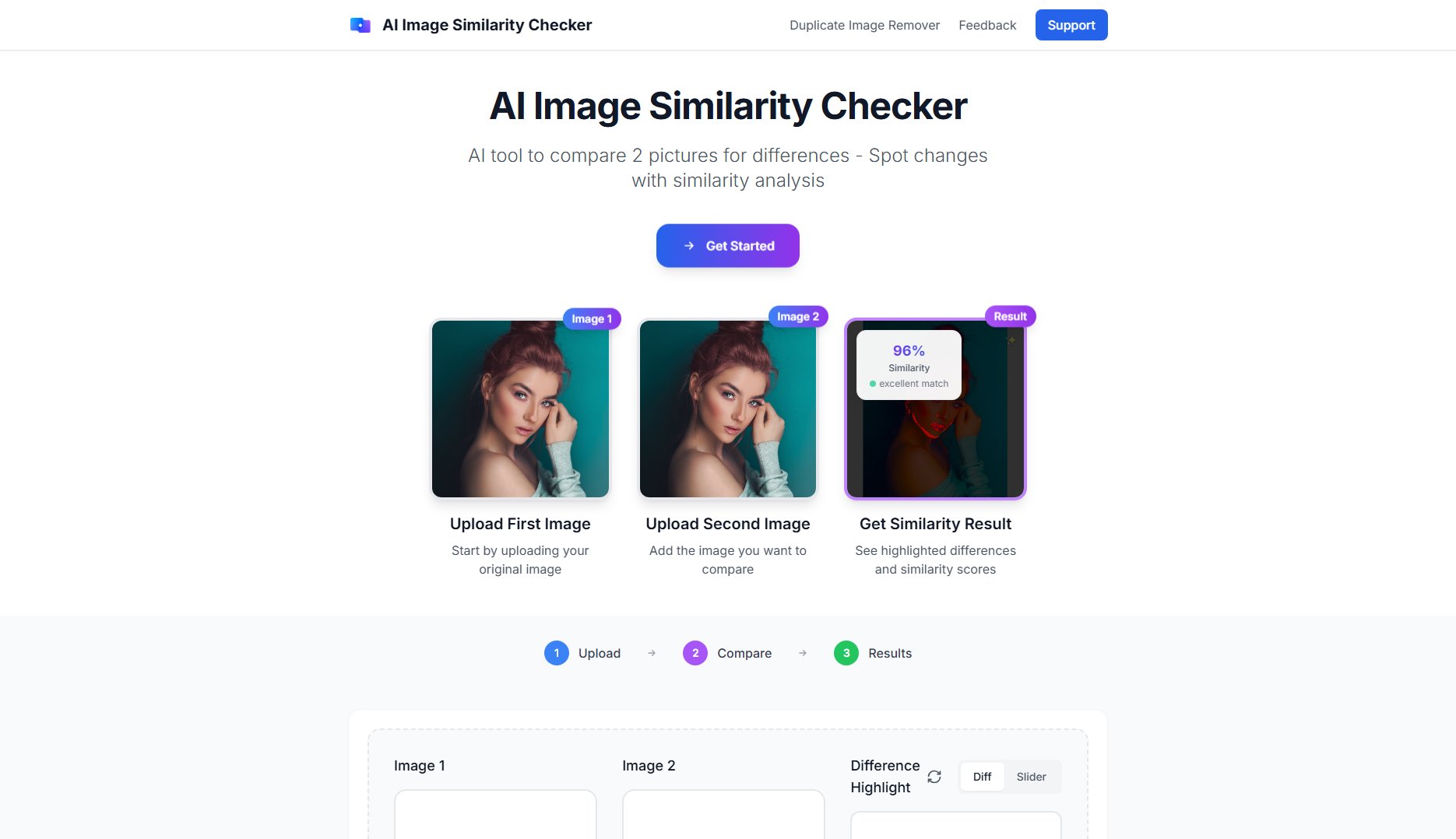 AI Image Similarity Checker AI Image Similarity Checker Interface & Screenshots