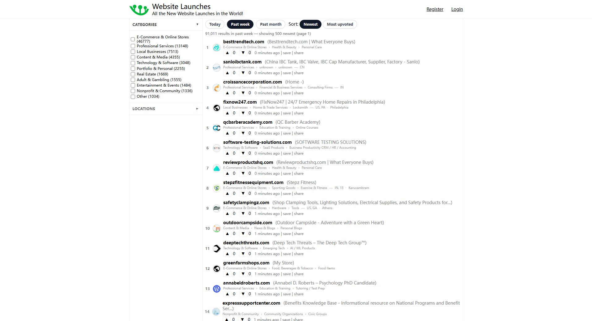 Website Launches Screenshot