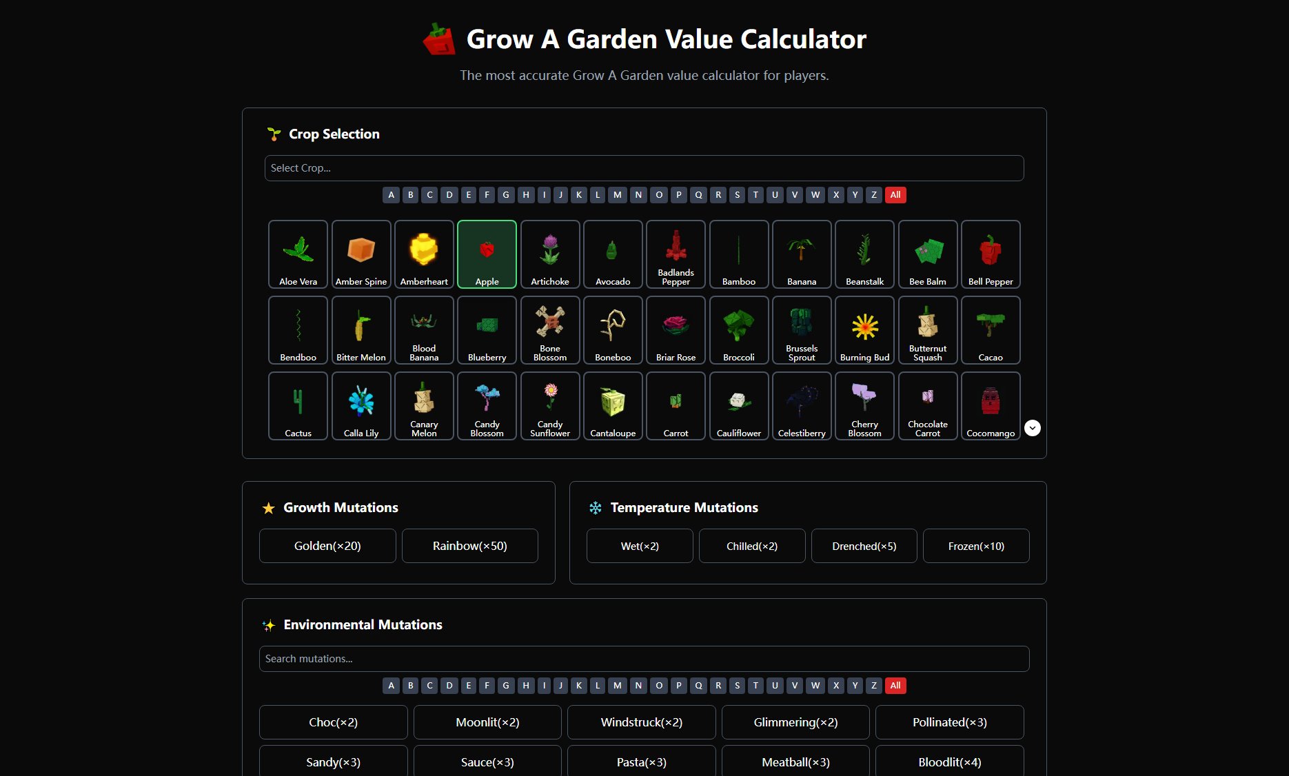 Grow A Garden Value Calculator Screenshot Grow A Garden Value Calculator Screenshot