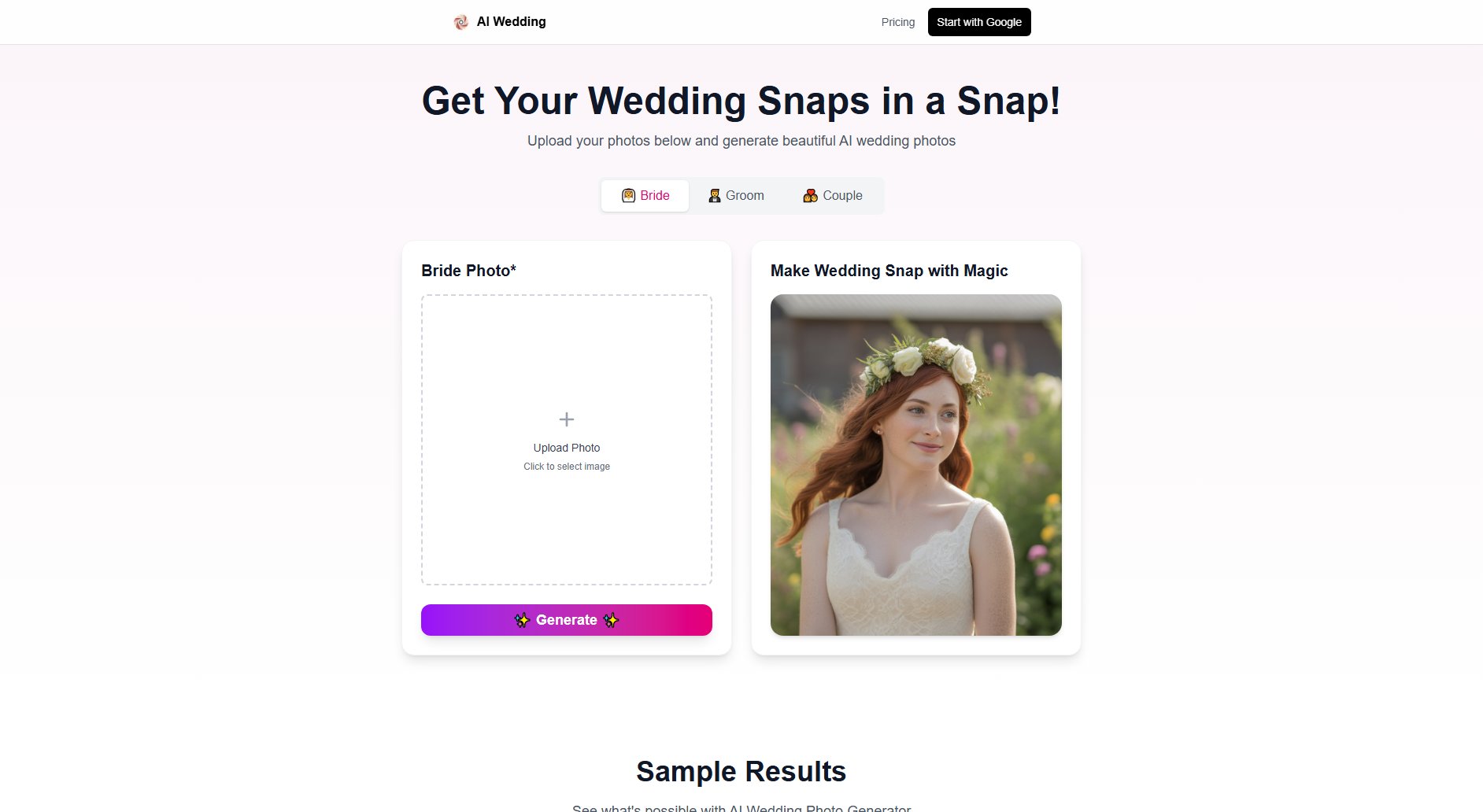 AI Wedding Screenshot