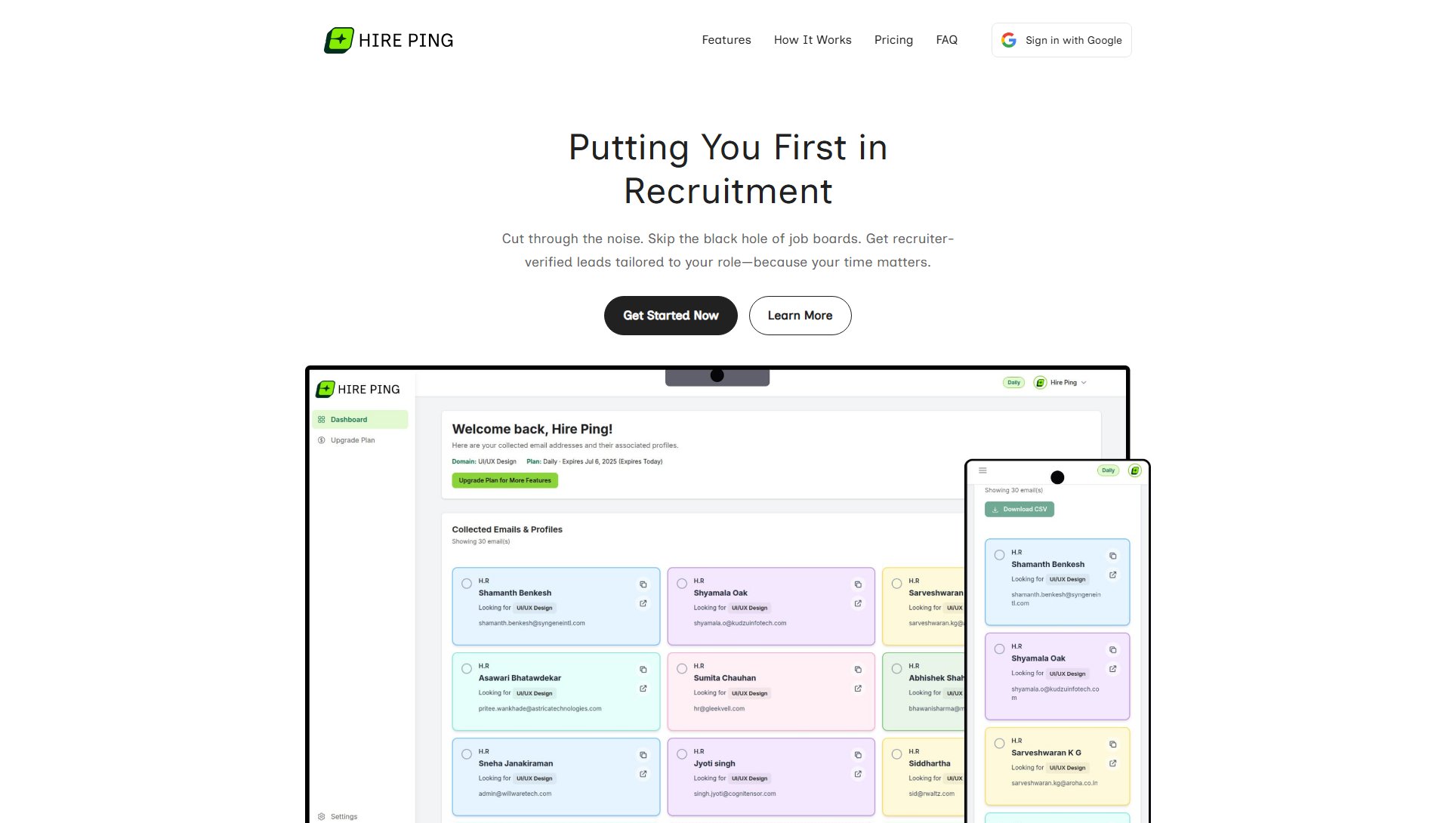 HirePing HirePing Interface & Screenshots