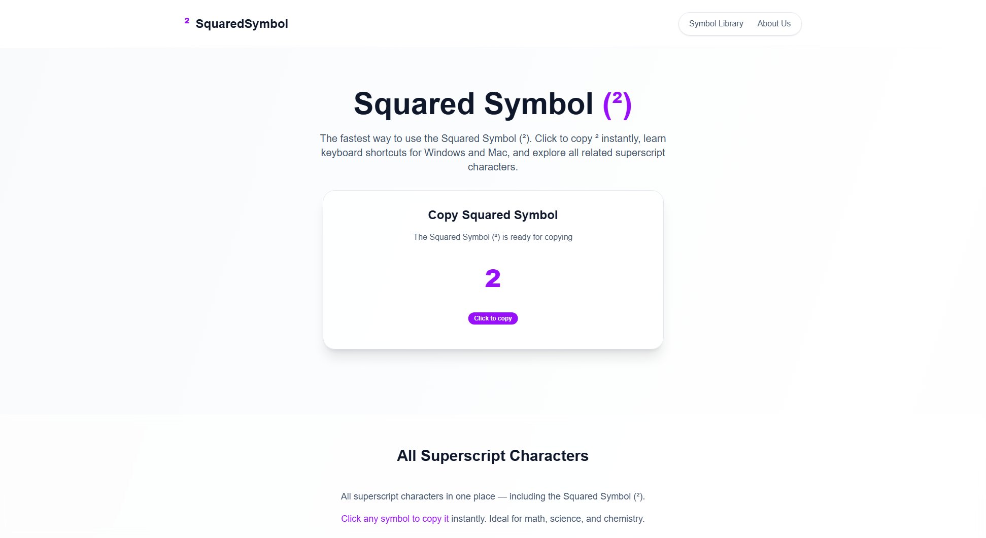 Squared Symbol (²) Screenshot Squared Symbol (²) Screenshot