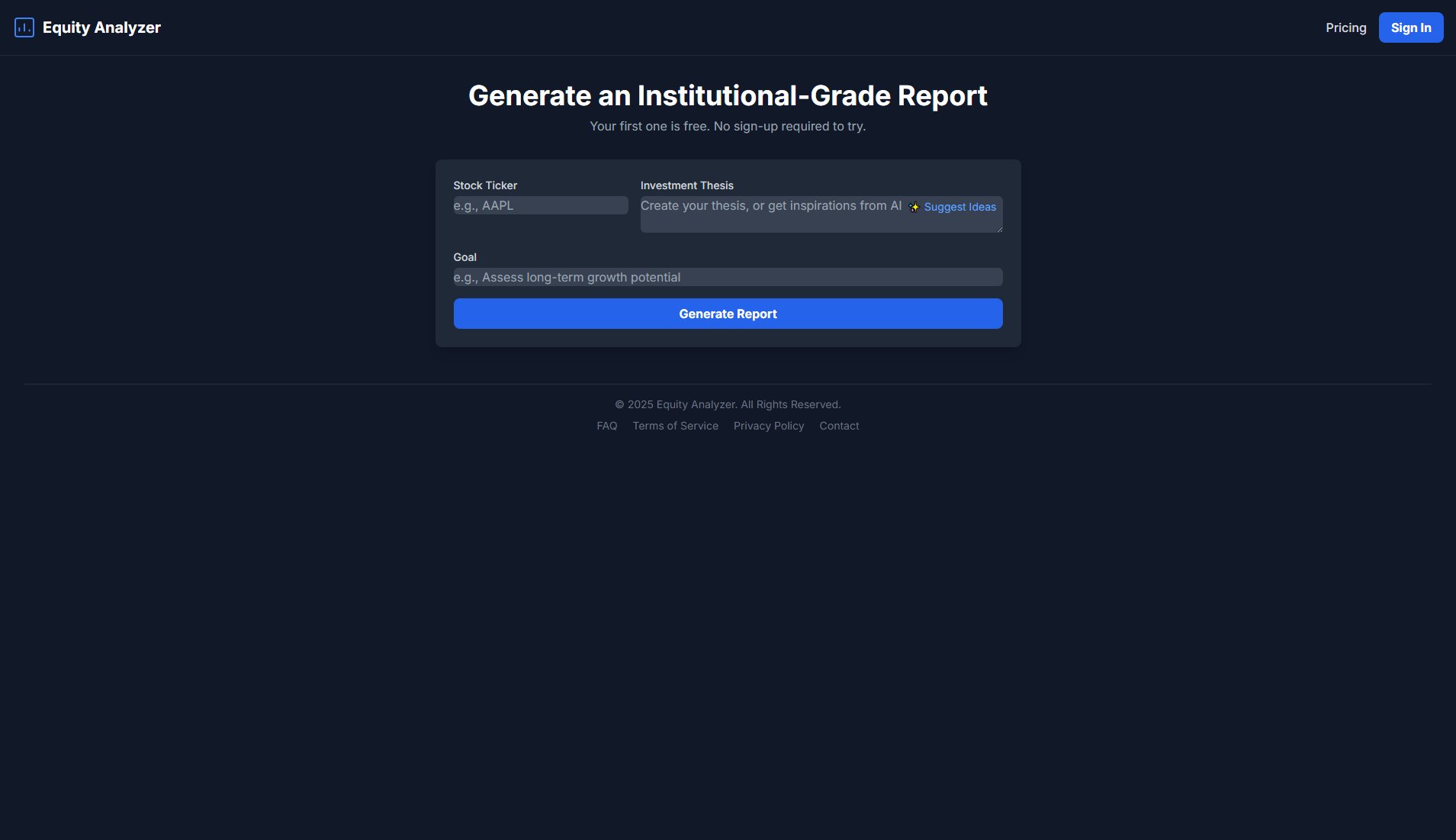 Equity Analyzer Screenshot Equity Analyzer Screenshot